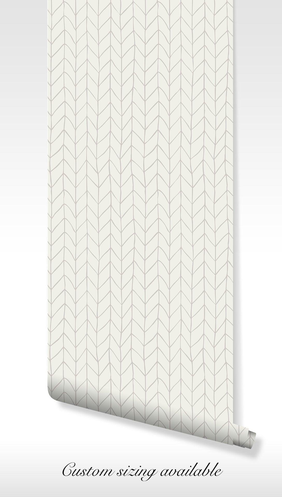 Neutral Herringbone Wallpaper - Self Adhesive Peel and Stick - Modern Minimalist Aesthetic BV303