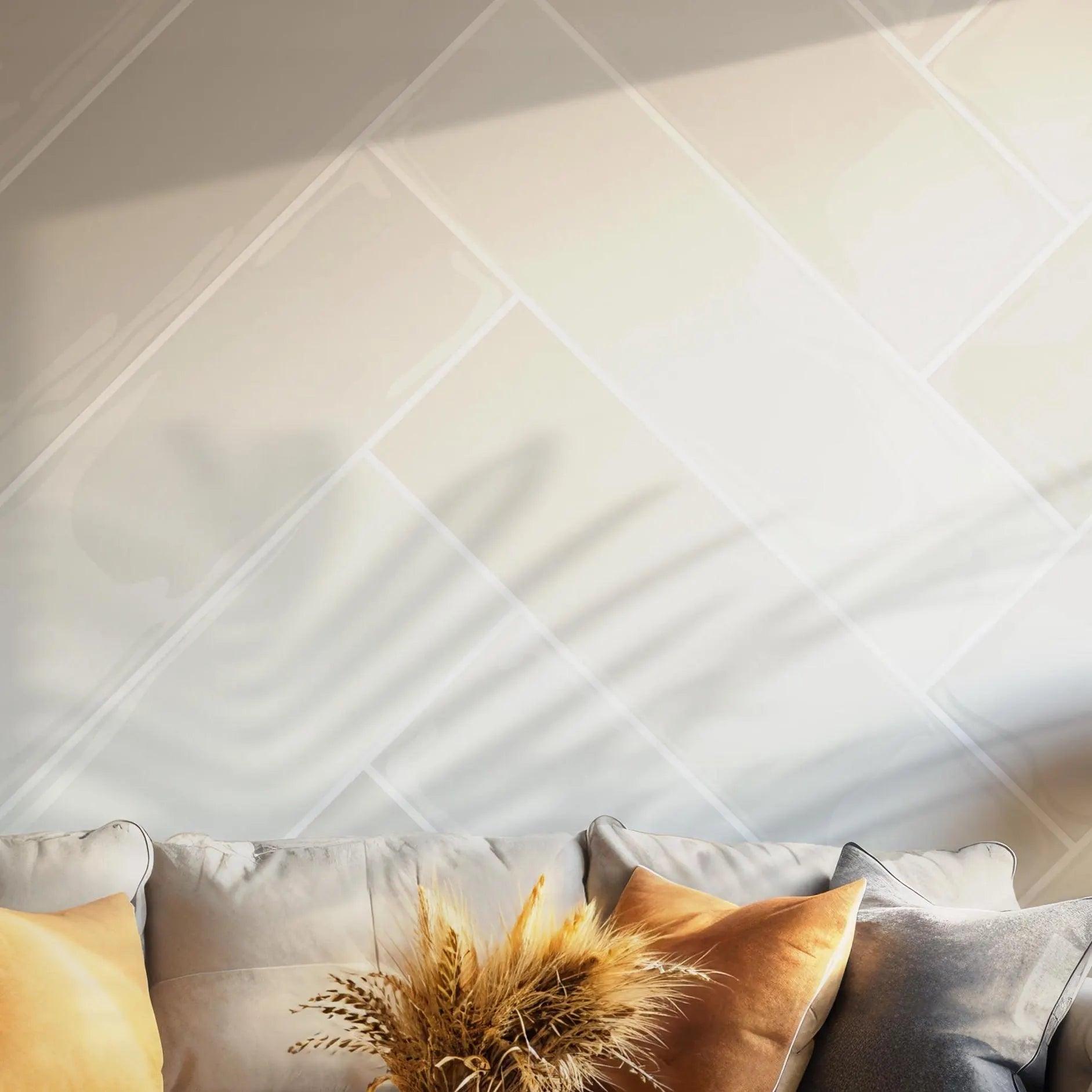 Neutral Tile Beige Diamond Wallpaper - Self Adhesive Peel and Stick Wall Mural - Abstract Style Subtle BV347