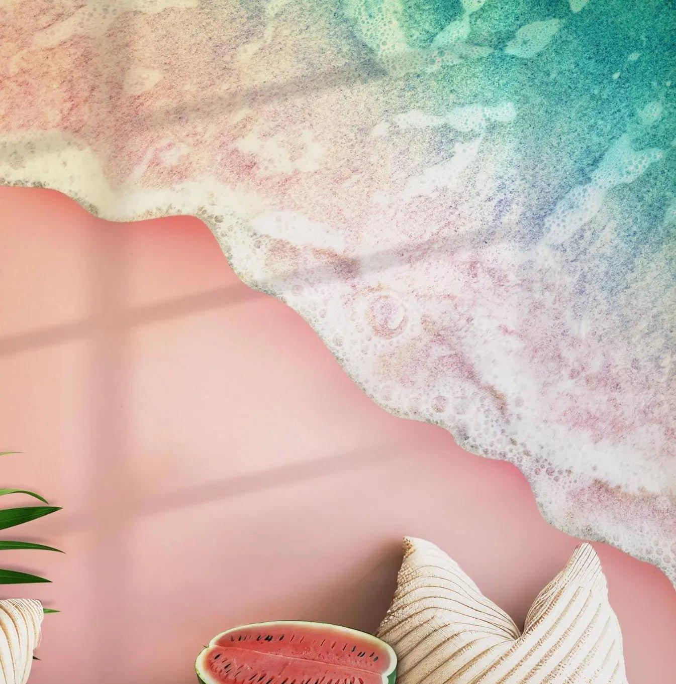 Palm Leaves Pink Wall Mural - Self Adhesive Peel and Stick Wallpaper - Ocean Tropical Beach BV155