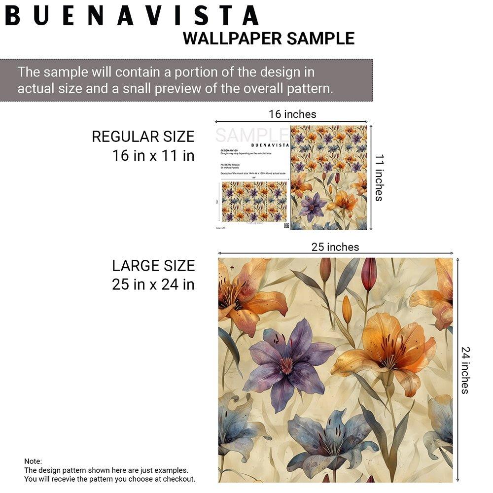 Pastel Floral Wallpaper - Self Adhesive Peel and Stick - Romantic Artful Botanical Flowers BV236
