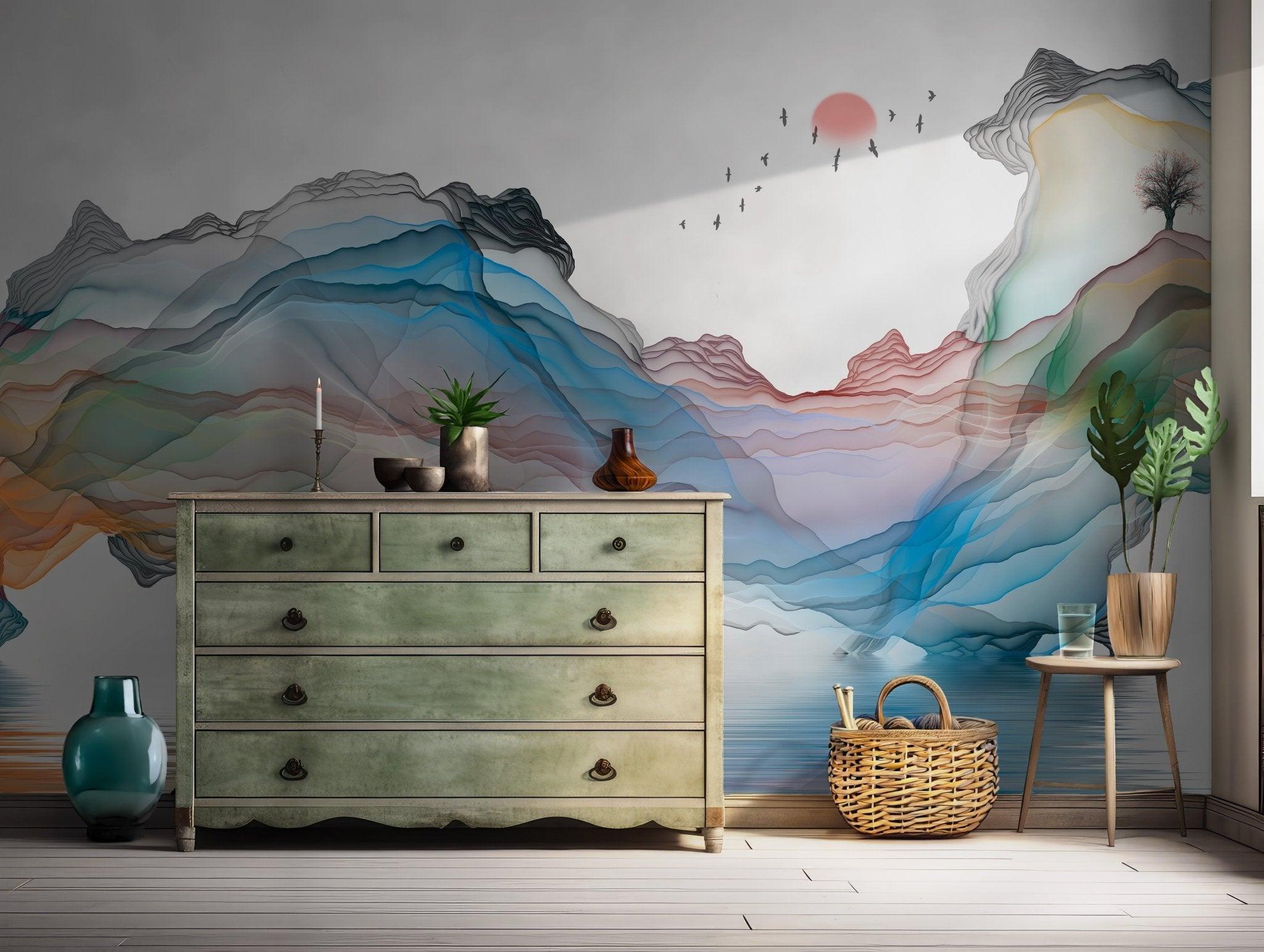 Pastel Marble Watercolor Wallpaper - Peel and Stick Wall Mural - Pink Purple Abstract Ombre Alcohol Ink BV160