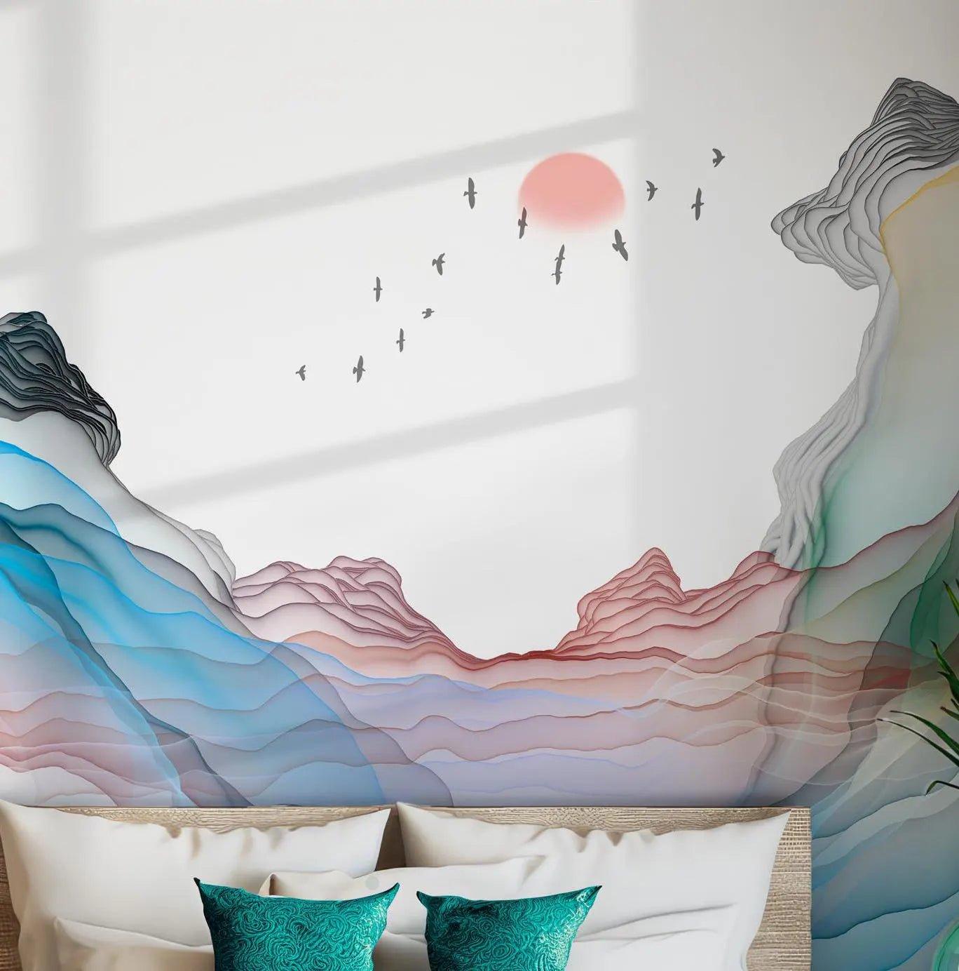 Pastel Marble Watercolor Wallpaper - Peel and Stick Wall Mural - Pink Purple Abstract Ombre Alcohol Ink BV160