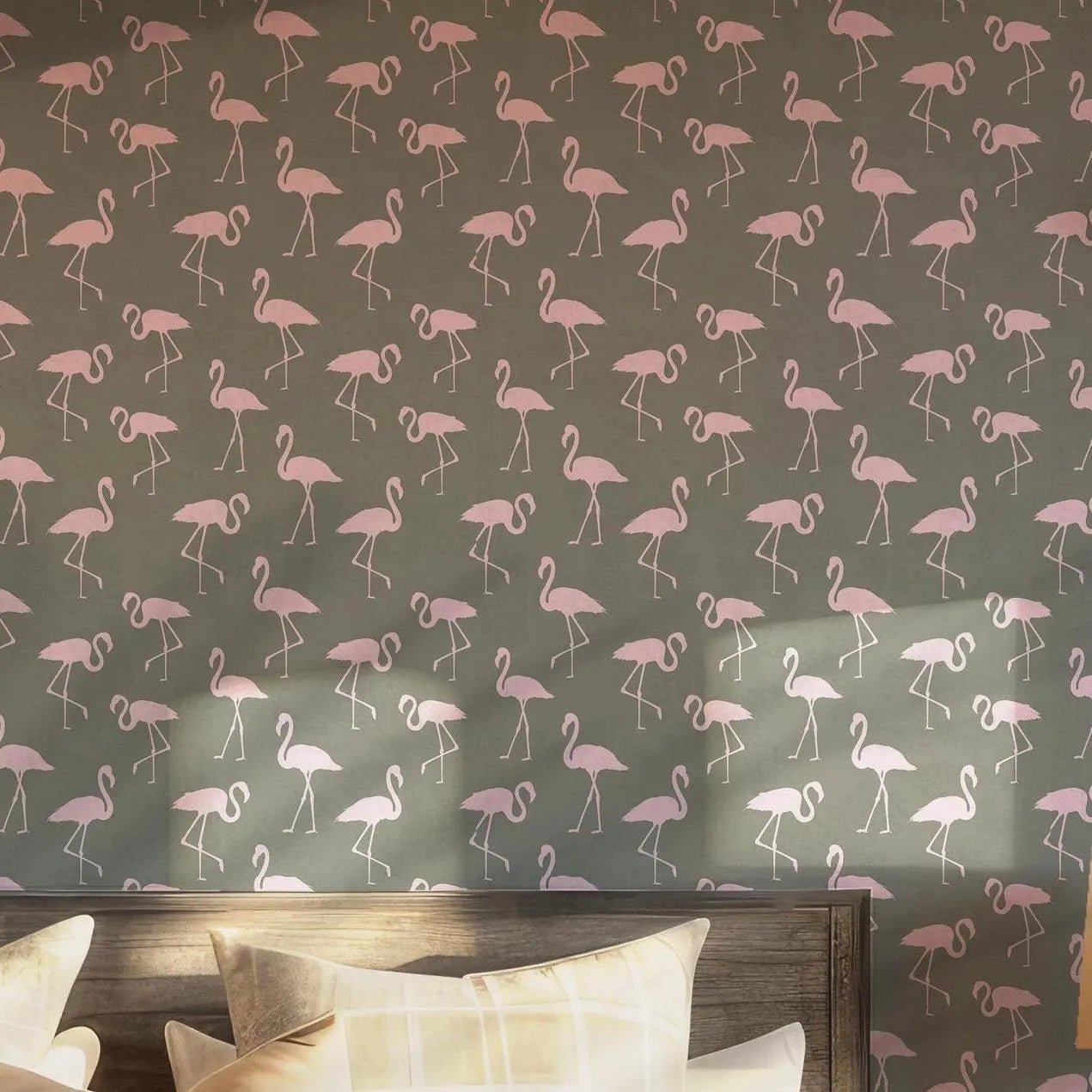 Pink Flamingo Wallpaper -Self Adhesive Peel and Stick - Chic Elegant BV240