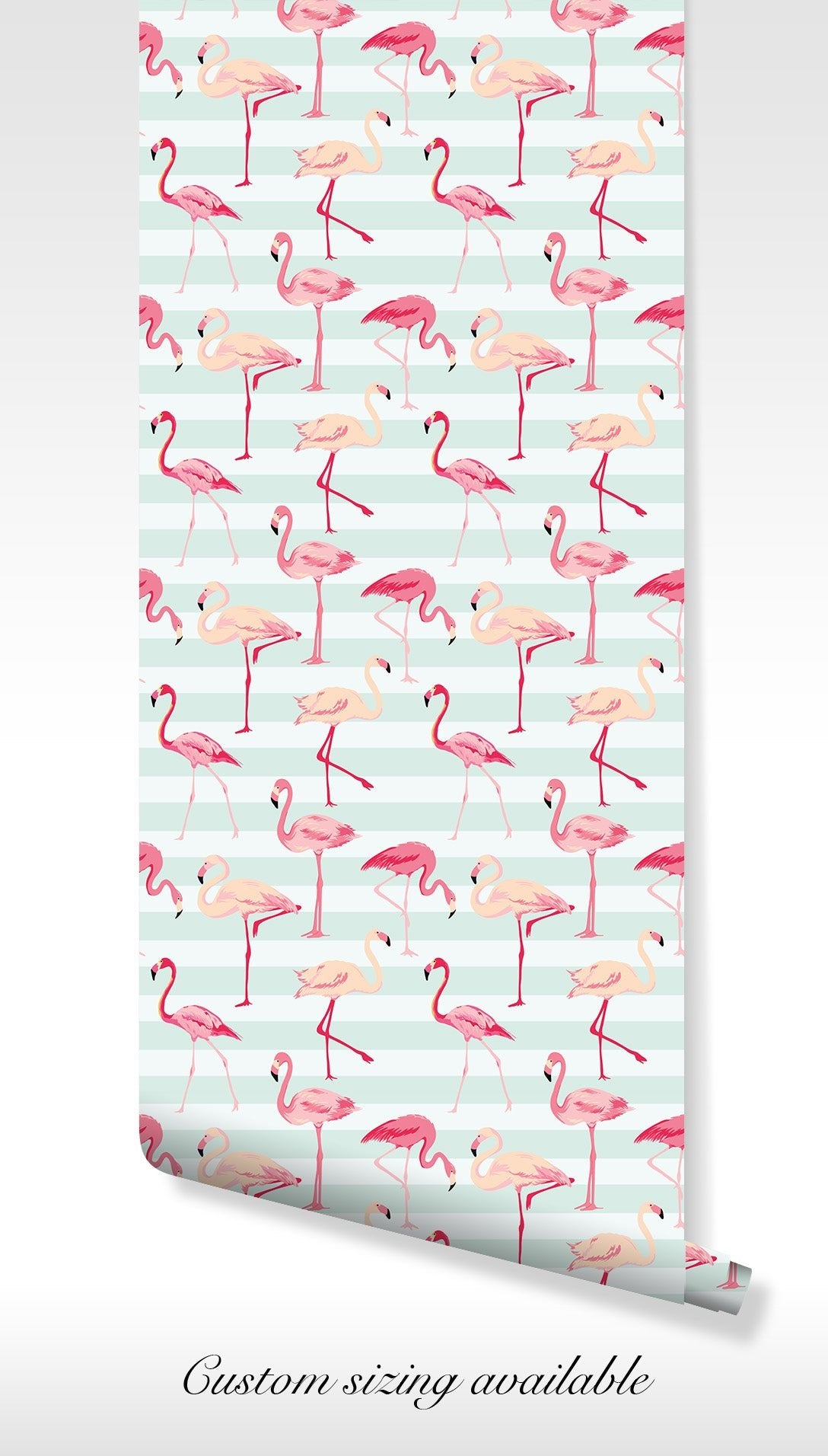 Pink Flamingo Pattern Wallpaper - Self Adhesive Peel and Stick Wallpaper - Tropical Stripes BV238