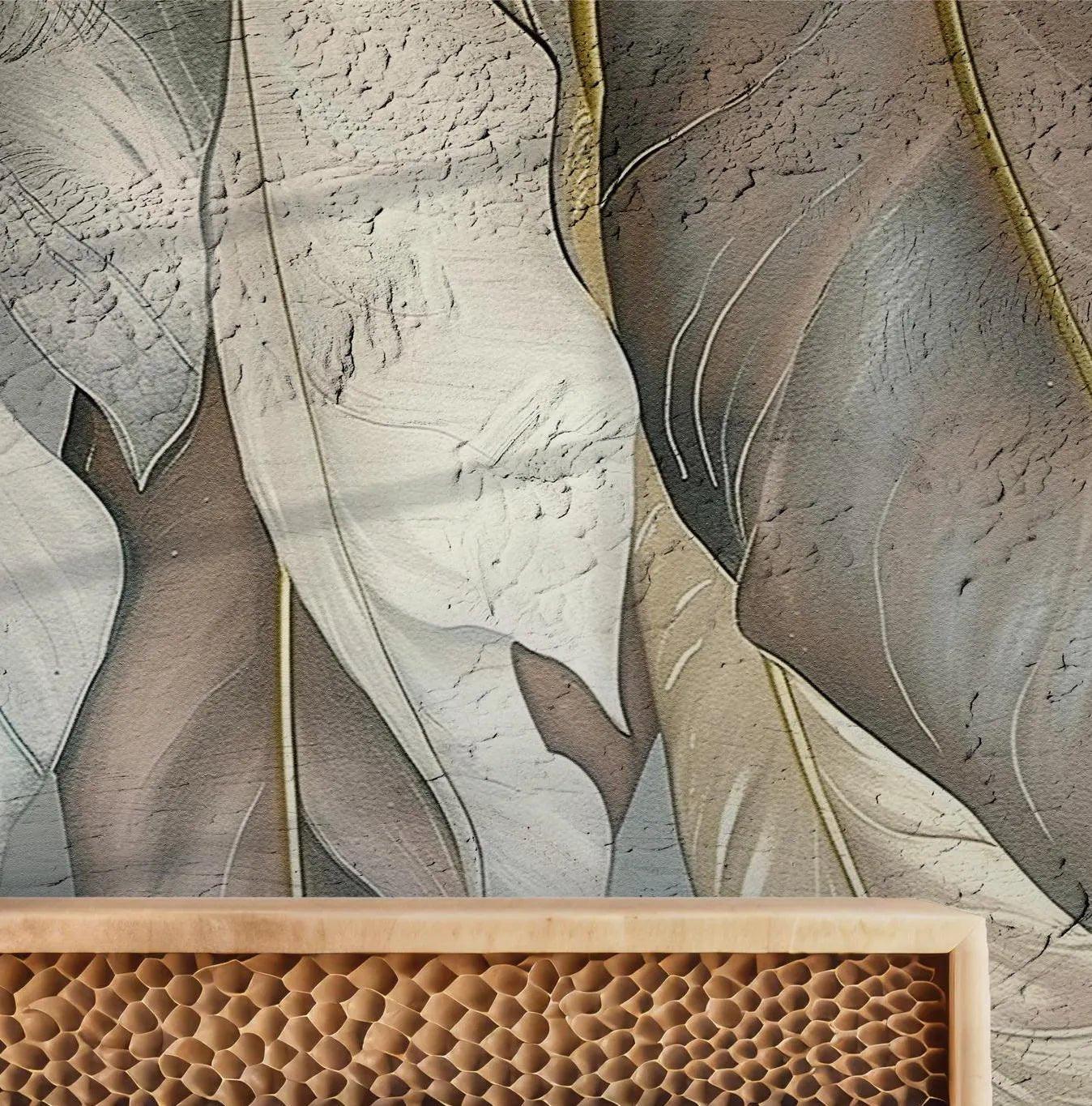 Tropical Earth Tones Wallpaper - Peel and Stick Wall Mural - Gold Brown Caribbean Palm Trees BV200