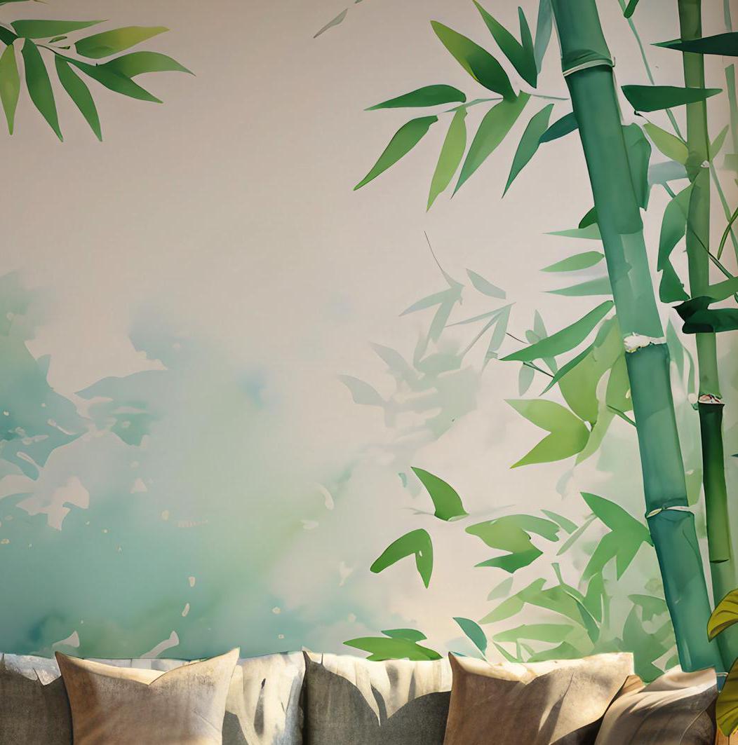 Tropical Jungle Self Adhesive Wall Art Mural - Bamboo Poles Nature Botanical Wallpaper Decor BV107