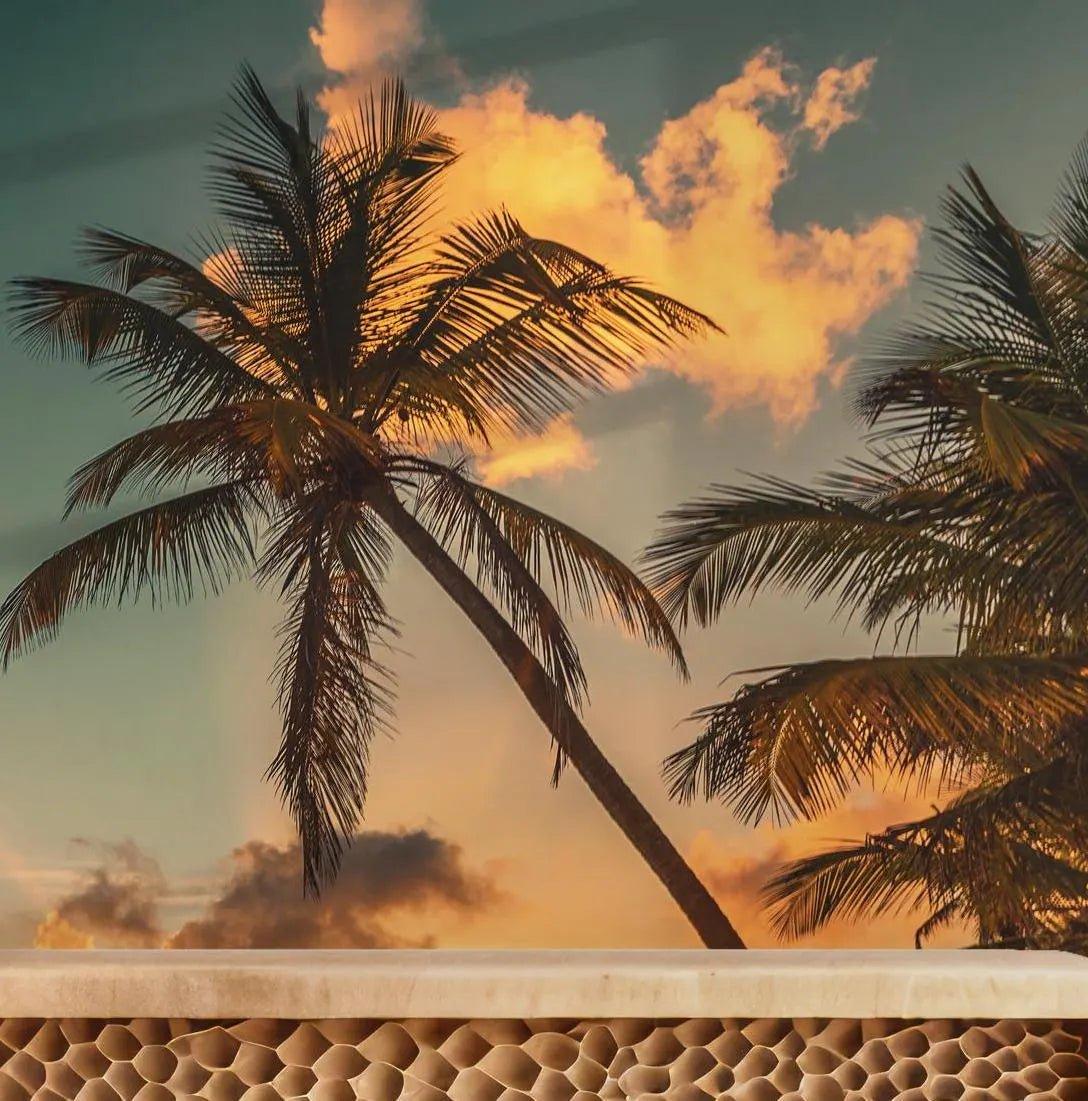Tropical Sunset Removable Vinyl Mural - Peel and Stick Sunset wallpaper BV152