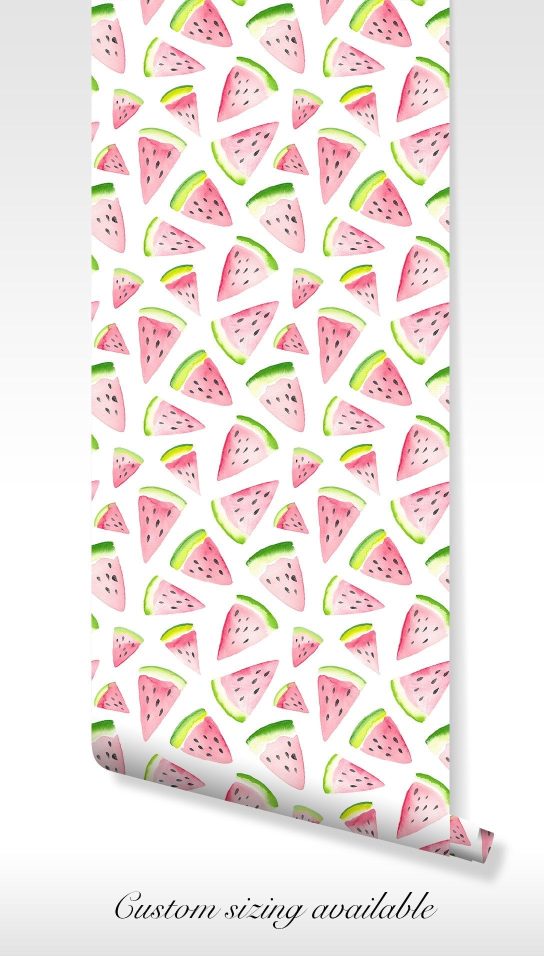 Watercolor Watermelon Fun Peel and Stick Self Adhesive Wallpaper Removable Summer Fruit Fresh Playful BV085