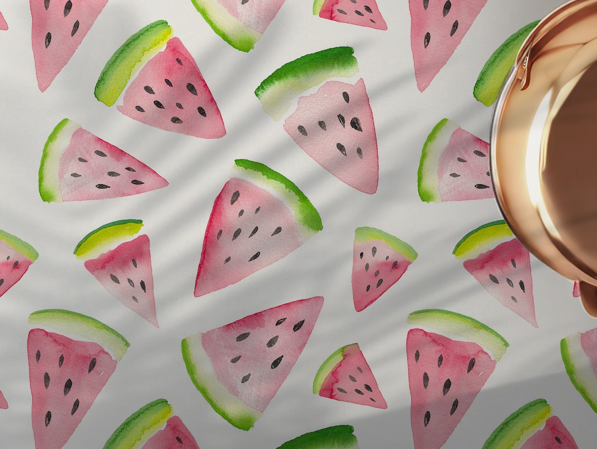 Watercolor Watermelon Fun Peel and Stick Self Adhesive Wallpaper Removable Summer Fruit Fresh Playful BV085