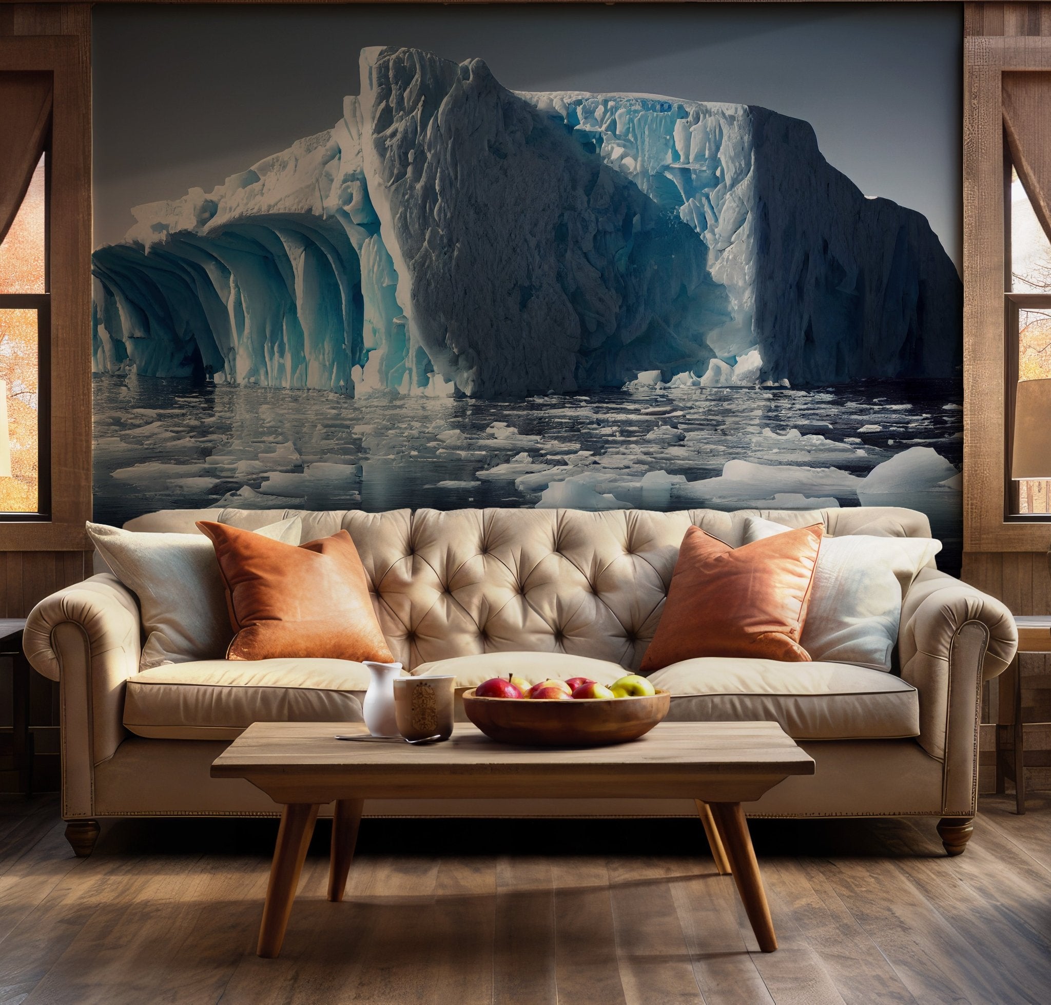 White Icy Blue Majestic Wallpaper - Self Adhesive Peel and Stick Wall Mural - Frozen Glacier Iceberg Landscape Arctic BV269